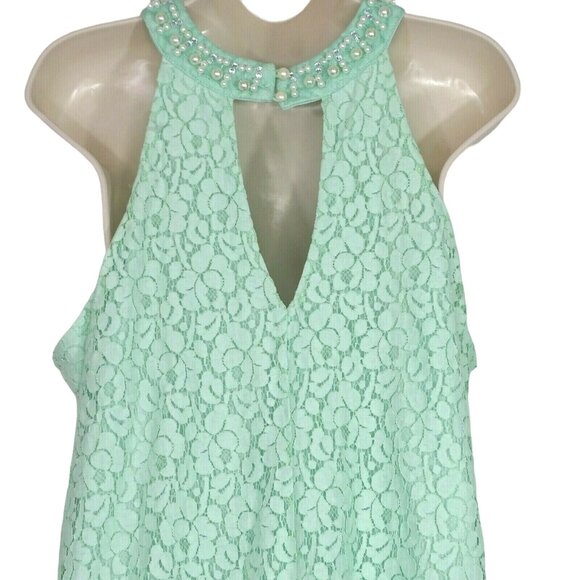 Altard State Shift Dress Lace Overlay Beaded Women Size L Green Wedding Party - Picture 5 of 9